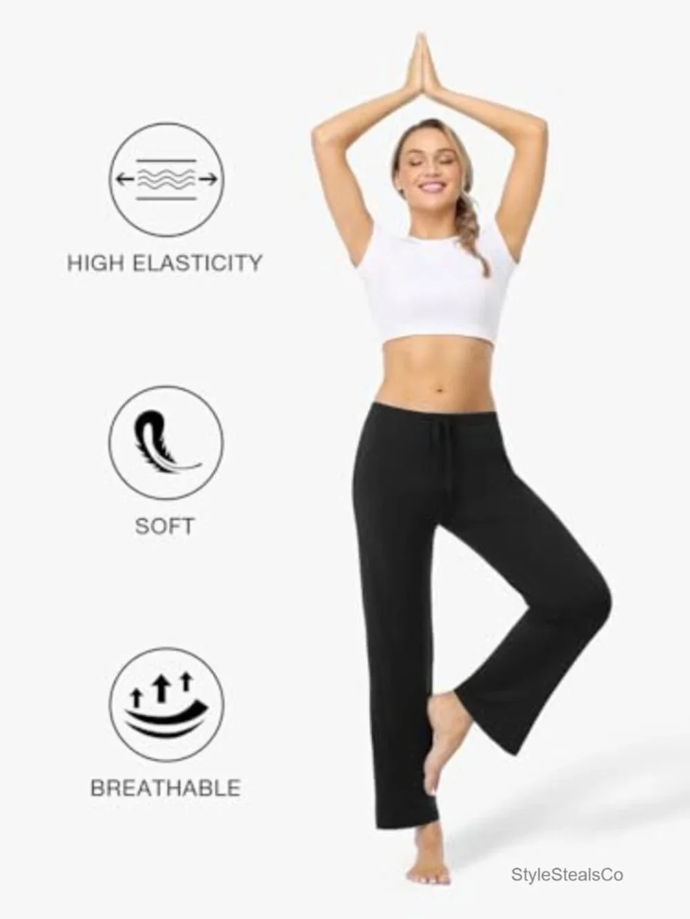 Women's Drawstring Pajama Pants Wide Leg Lounge Sleep Bottoms with Pockets 2